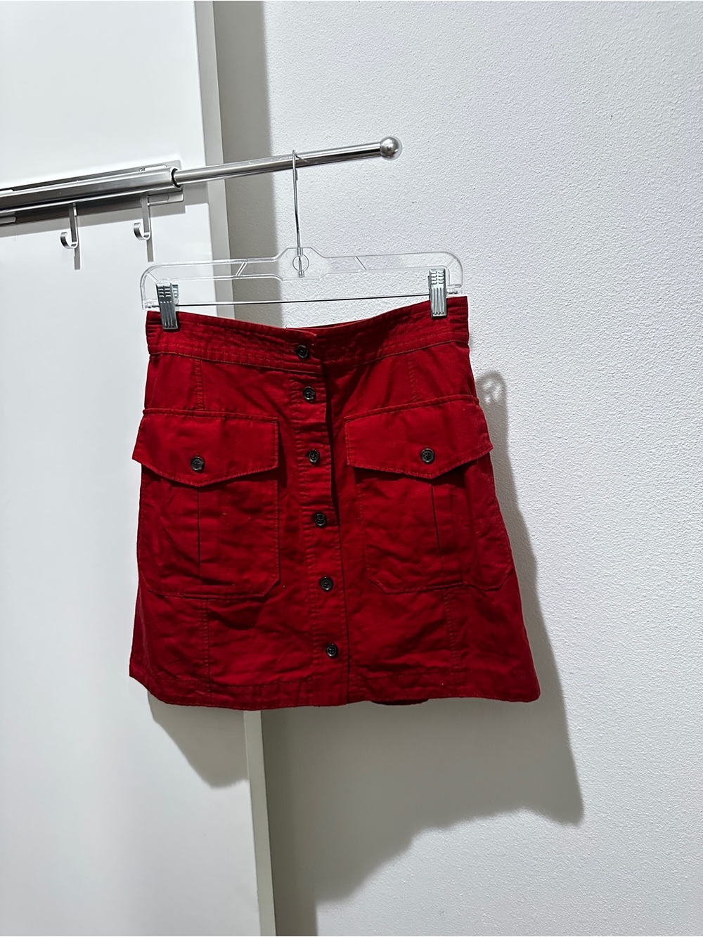Banana Republic Brick Red Linen Blend Cargo Utility Skirt ❤️